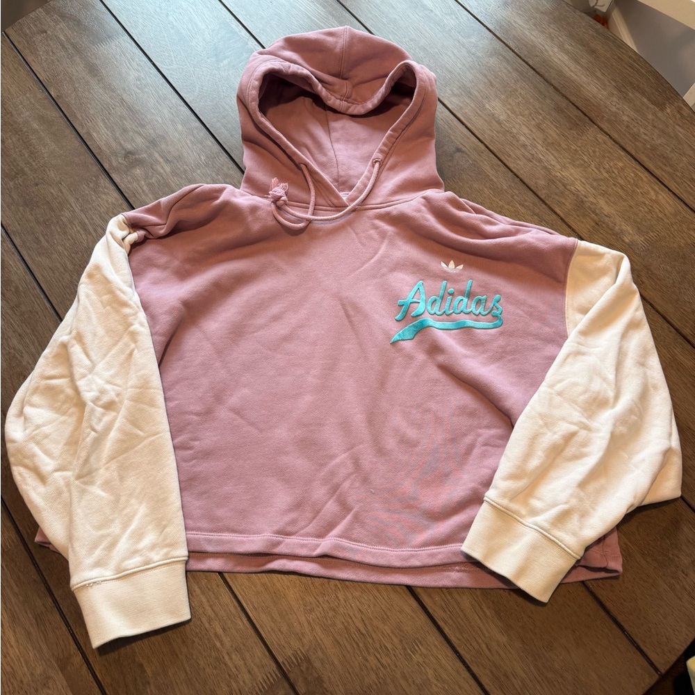 Adidas Color Block Cropped Hoodie
